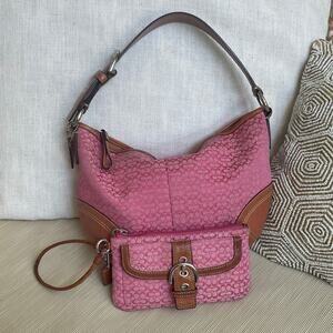 Coach Pink Signature Hobo + Matching Wallet Set | Y2K Vintage, Rare 10924